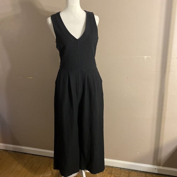 Madewell Pants - Madewell Textured & Thread Ribbed Jumpsuit Black Sleeveless Pockets Wms Sz S